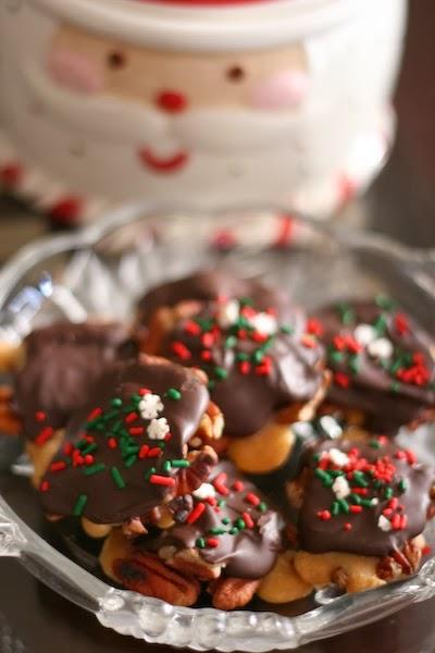 Dulces de pecan, caramelo y chocolate (receta de caramelo) Dulces de pecan, caramelo y chocolate (receta de caramelo)