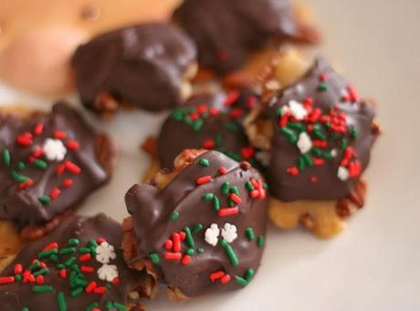 Dulces de pecan, caramelo y chocolate (receta de caramelo) Dulces de pecan, caramelo y chocolate (receta de caramelo)