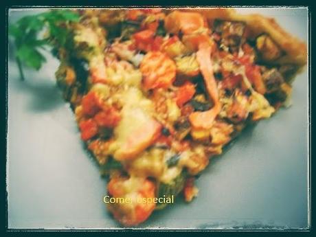 Quiche de verduras y salmón: apta para alérgicos al huevo e intolerancia a la lactosa Quiche de verduras y salmón: apta para alérgicos al huevo e intolerancia a la lactosa