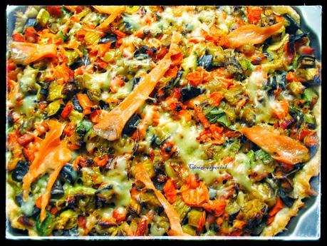 Quiche de verduras y salmón: apta para alérgicos al huevo e intolerancia a la lactosa Quiche de verduras y salmón: apta para alérgicos al huevo e intolerancia a la lactosa