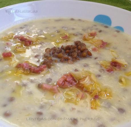 LENTEJAS CON CREMA DE PUERROS Y BACON LENTEJAS CON CREMA DE PUERROS Y BACON