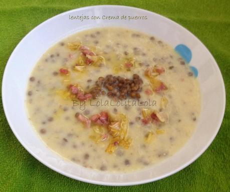 LENTEJAS CON CREMA DE PUERROS Y BACON LENTEJAS CON CREMA DE PUERROS Y BACON