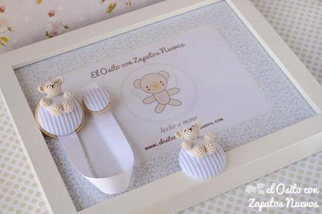 HELP! MI AMIGA ACABA DE TENER UN PEQUE canastilla bebé recién nacido amigurumi osito chupetero marco packaging nacimiento bautizo babyshower regalo handmade
