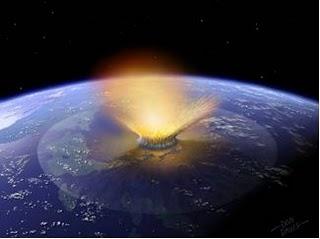 Ilustración artística del impacto de un asteroide sobre la Tierra