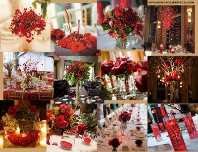 Bodas en rojo y blanco: decoración del banquete