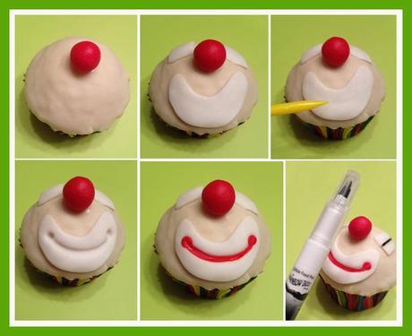 Muffin payaso con fondant Muffin payaso con fondant