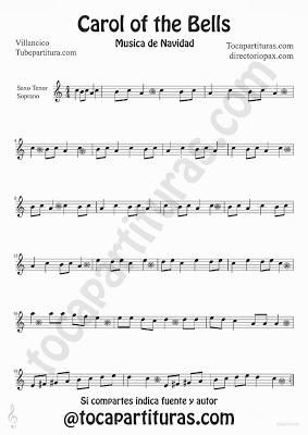 Tubepartitura Carol of the Bells partitura para Saxofón Tenor y Soprano villancico popular de Navidad
