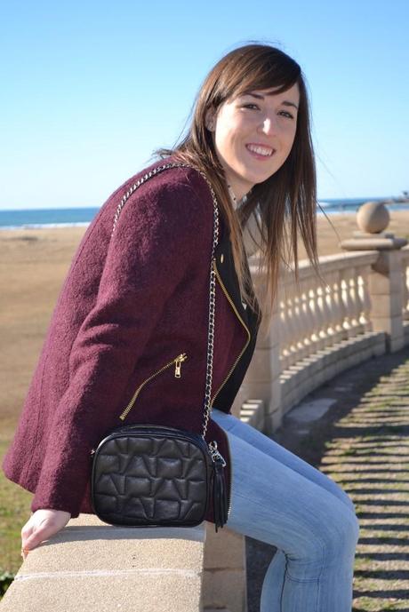 Look of the day: Wine colored coat Look of the day: Wine colored coat