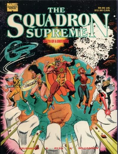 Adelantando por la derecha: The Squadron Supreme: Death of a Universe, M. Gruenwald y P. Ryan, Marvel 1989