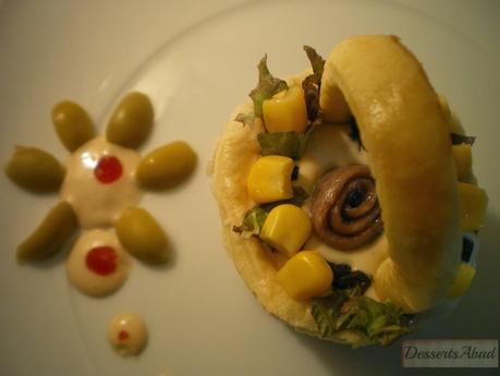 Cestitas de pollo con crema de anchoas y alcaparras Cestitas de pollo con crema de anchoas y alcaparras