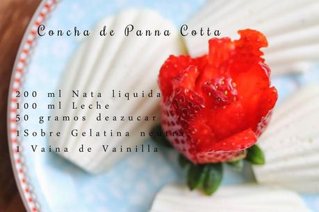 Concha de Panna Cotta con salsa de arándanos Concha de Panna Cotta con salsa de arándanos