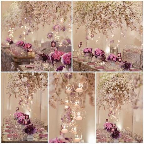 Es Tendencia: flores y velas colgantes en banquetes de bodas