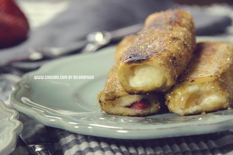 French toast roll-up con nutella y fresas French toast roll-up