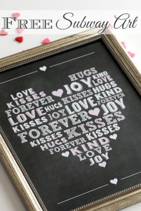 Free printable chalkboard subway art, perfect for Valentine's Day or as a gift! See more party ideas at CatchMyParty.com. #valentinesday #freeprintable