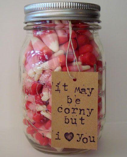 Homemade Valentines Day Gifts in a Jar - Candy Corn in a Mason Jar - DIY Valentines Day Ideas