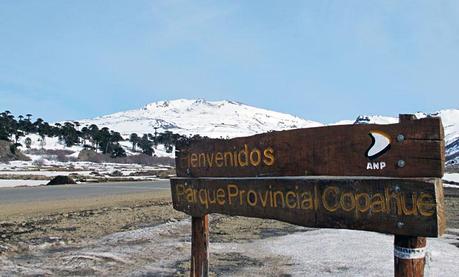 Portada de Bienvenida al Parque Provincial Copahue, Neuquén. Foto: Guillermo Martin