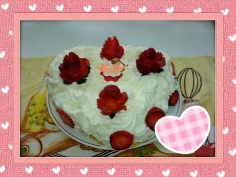 PASTEL DE SAN VALENTIN DE NATA CON FRESAS