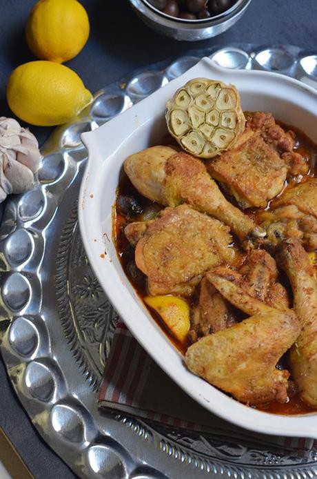 Pollo Mediterráneo con limon y aceitunas