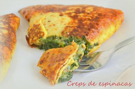 Crepes rellenos de espinacas con jamón serrano y queso. Crepes rellenos de espinacas con jamón serrano y queso.