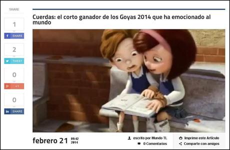 “Cuerdas”, Goya 2014 al mejor corto de animación, conmociona Internet