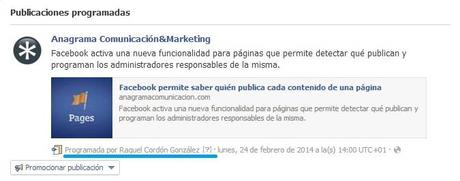 Facebook permite saber quién publica cada contenido de una página administrador publicacion programada facebook