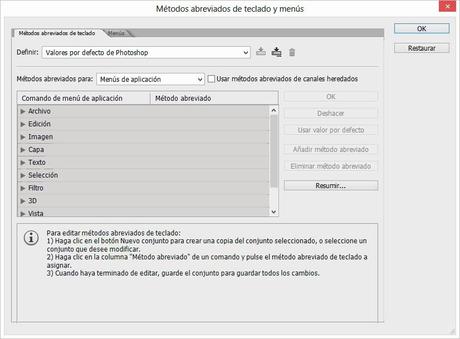 Atajos de teclado para Photoshop Atajos de teclado para Photoshop