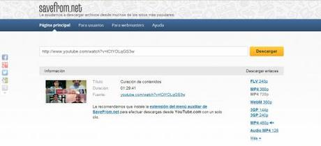 Descarga de vídeo con Savefrom.net
