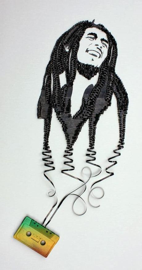 Retratos de la cultura pop, hechos con cintas de casette Retratos de la cultura pop, hechos con cintas de casette