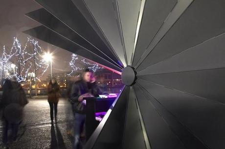 Make crea Kiosks: flexibles y transportables quioscos de origami invaden Canary Wharf. 2 kiosk make
