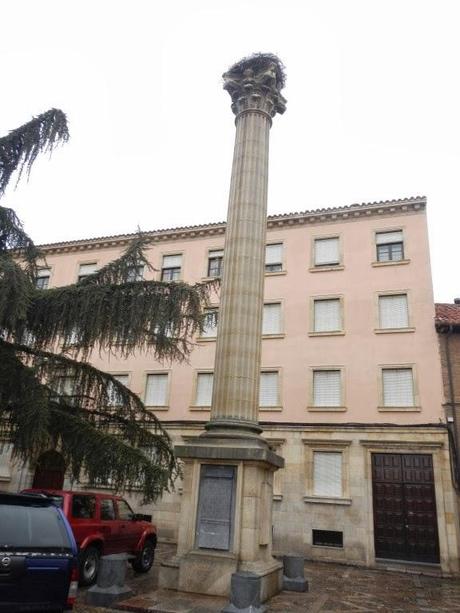 Nido de cigüeña en la columna trajana de León Nido de cigüeña en la columna trajana de León