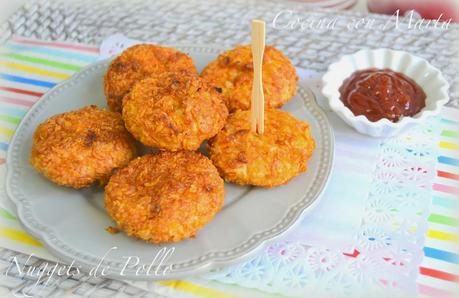 Nuggets de pollo caseros, con Corn Flakes y al horno. Nuggets de pollo caseros, con Corn Flakes y al horno.