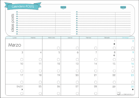 Calendarios imprimibles para Marzo 2014 Calendarios imprimibles para Marzo 2014