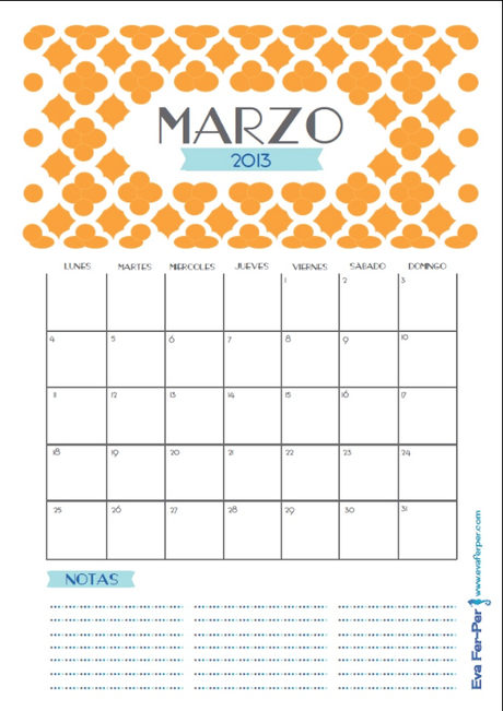 Calendarios imprimibles para Marzo 2014 Calendarios imprimibles para Marzo 2014
