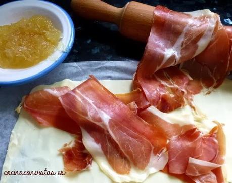 Ravioles o Strudel con Cabello de Ángel y Jamón