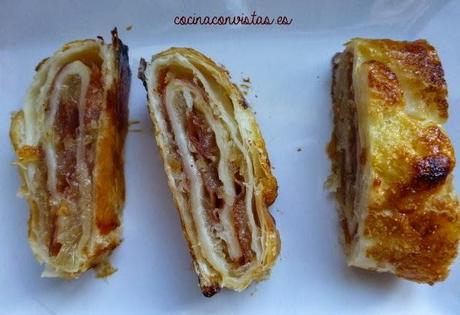 Ravioles o Strudel con Cabello de Ángel y Jamón