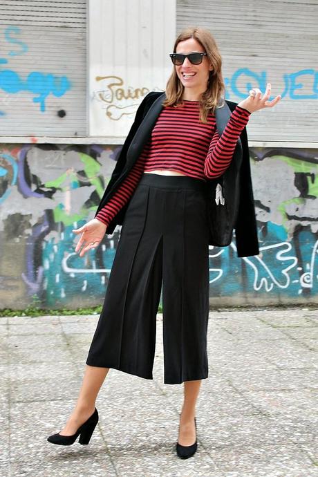 Crop top y falda pantalon midi Crop top y falda pantalon midi