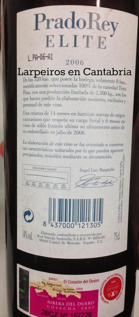 Vino Tinto Prado Rey Élite 2006: Realmente bueno Vino Tinto Prado Rey Élite 2006: Realmente bueno