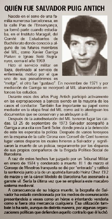 OLVIDAR UNA INJUSTICIA NOS CONVIDA A REPETIRLA, SALVADOR PUIG ANTICH, 1948-1974...!!!...3-03-2014...!!! OLVIDAR UNA INJUSTICIA NOS CONVIDA A REPETIRLA, SALVADOR PUIG ANTICH, 1948-1974...!!!...3-03-2014...!!!
