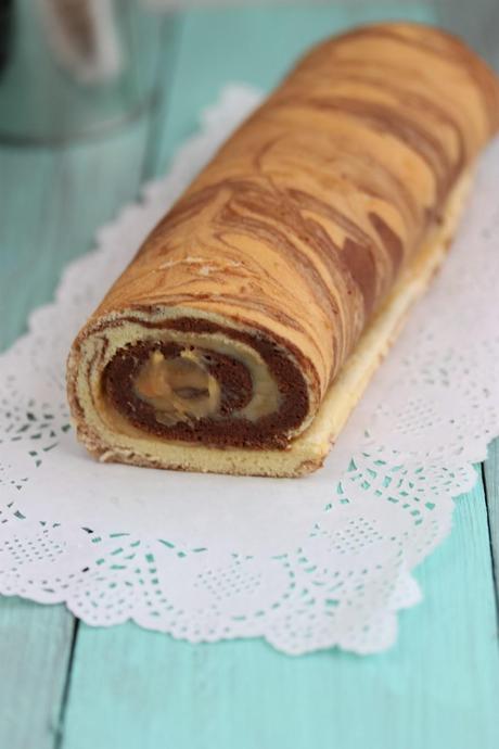 Roll cake marmolado con dulce de leche Roll cake marmolado con dulce de leche