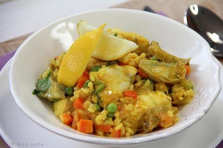 rape con arroz y verduras