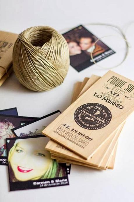 Invitaciones con personalidad, invitaciones en madera Invitaciones con personalidad, invitaciones en madera