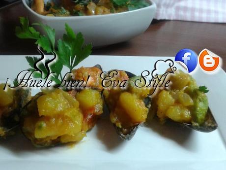Mejillones con papas al azafrán Mejillones con papas al azafrán