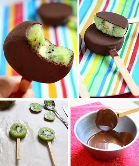 Helado de kiwi y chocolate Helado de kiwi y chocolate