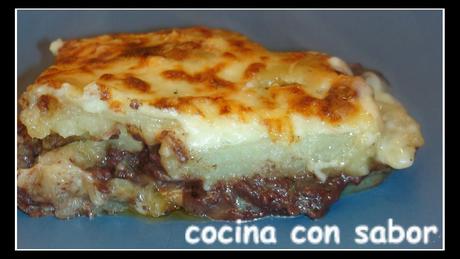 Pastel de patata con butifarra negra y setas Pastel de patata con butifarra negra y setas