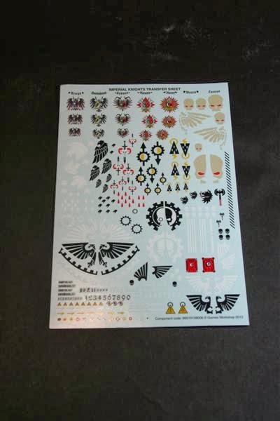 Hoja de calcas de los Caballeros Imperiales Hoja de calcas de los Caballeros Imperiales
