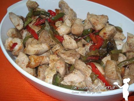 Pavo con pimientos Pavo con pimientos