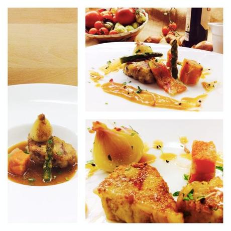 Manitas de cerdo en pastel con verduras y espárragos trigueros en su jugo la foto-1681_Fotor