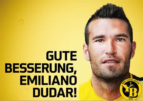 El deseo de pronta recuperación por parte de Young Boys Emiliano Dudar, en coma tras un fuerte golpe