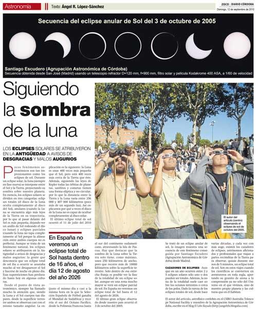 Vuelve la Astronomía a Diario Córdoba Vuelve la Astronomía a Diario Córdoba