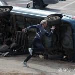 Primeros planos de Ojo de Halcón, Bruja Escarlata y Mercurio en el rodaje de Los Vengadores: La Era de Ultrón Rodaje de Los Vengadores: La Era de Ultrón